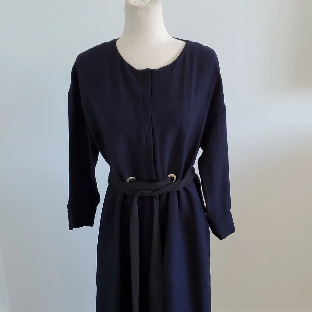 Zara Navy Long Sleeve Dress - Picture 3 of 9